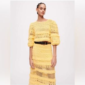 MajeCrochet Knit Top With Fringing